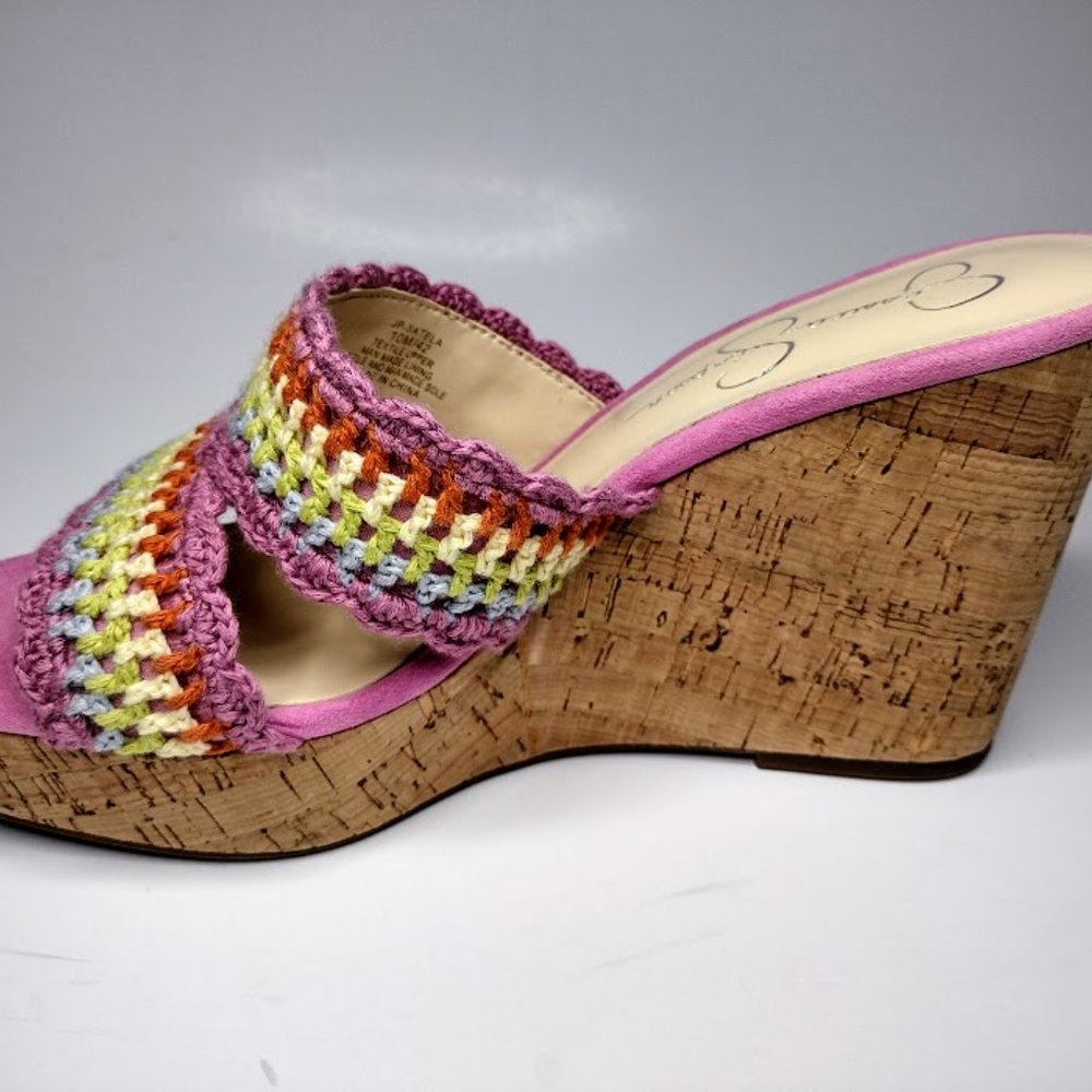New Jessica Simpson Multi Colorful Knit Detail Sandals - Picture 6 of 7